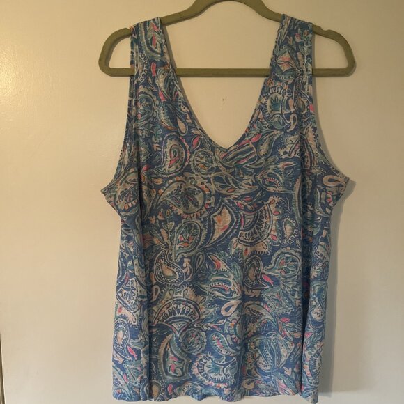 Women’s Lily Pulitzer Gigi Tank Top Blue XXL  Zanzibar Blue Fish Kiss - Picture 1 of 3
